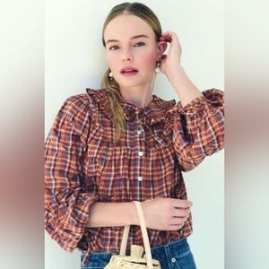 Doen Plaid Blouse in Red and Brown